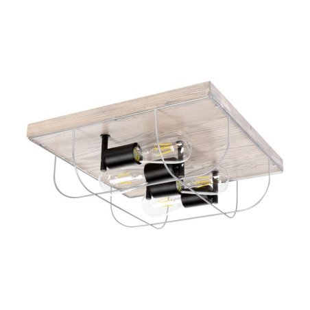 Netuno Lampa Sufitowa 4xE27 Max.15W LED Sosna Bejcowana Szara/Czarny/Srebrny