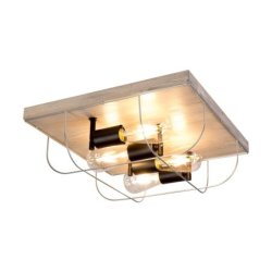 Netuno Lampa Sufitowa 4xE27 Max.15W LED Sosna Bejcowana Szara/Czarny/Srebrny