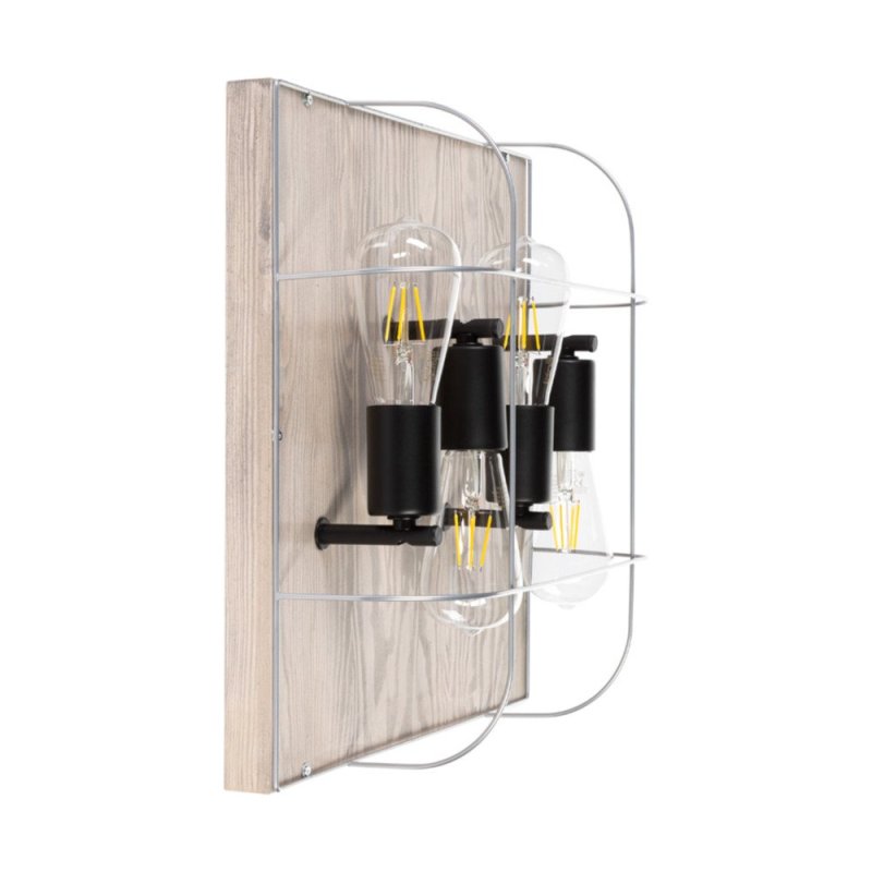 Netuno Lampa Sufitowa 4xE27 Max.15W LED Sosna Bejcowana Szara/Czarny/Srebrny