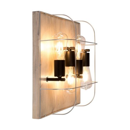 Netuno Lampa Sufitowa 4xE27 Max.15W LED Sosna Bejcowana Szara/Czarny/Srebrny