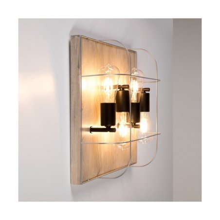 Netuno Lampa Sufitowa 4xE27 Max.15W LED Sosna Bejcowana Szara/Czarny/Srebrny