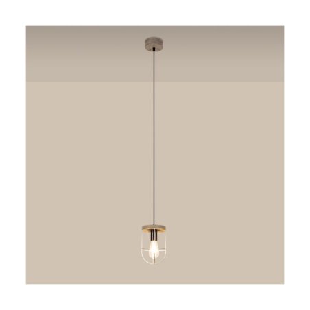 Netuno Lampa Wisząca 1xE27 Max.60W Sosna Bejcowana Szara/Czarny/Srebrny