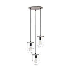 Netuno Lampa Wisząca 3xE27 Max.60W Sosna Bejcowana Szara/Czarny/Srebrny