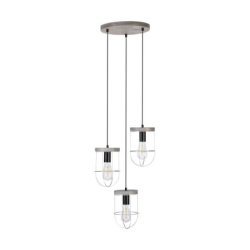 Netuno Lampa Wisząca 3xE27 Max.60W Sosna Bejcowana Szara/Czarny/Srebrny