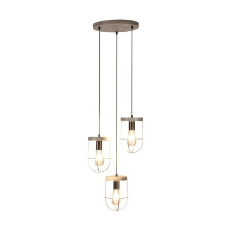 Netuno Lampa Wisząca 3xE27 Max.60W Sosna Bejcowana Szara/Czarny/Srebrny