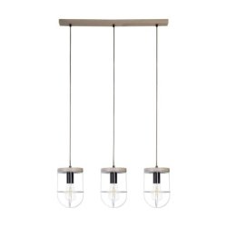 Netuno Lampa Wisząca 3xE27 Max.60W Sosna Bejcowana Szara/Czarny/Srebrny