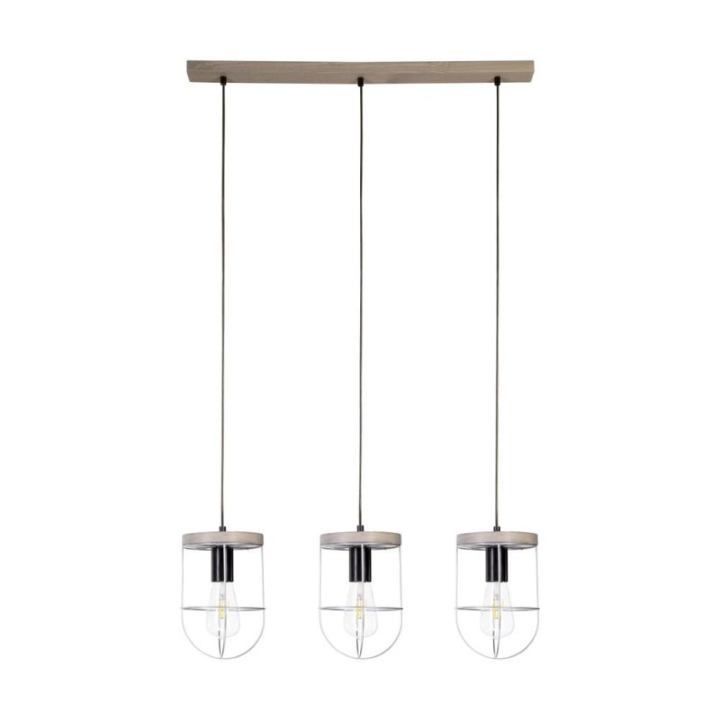 Netuno Lampa Wisząca 3xE27 Max.60W Sosna Bejcowana Szara/Czarny/Srebrny