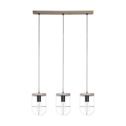 Netuno Lampa Wisząca 3xE27 Max.60W Sosna Bejcowana Szara/Czarny/Srebrny