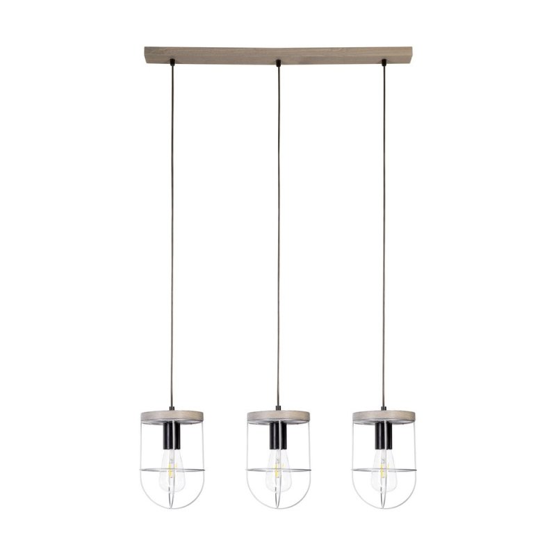 Netuno Lampa Wisząca 3xE27 Max.60W Sosna Bejcowana Szara/Czarny/Srebrny