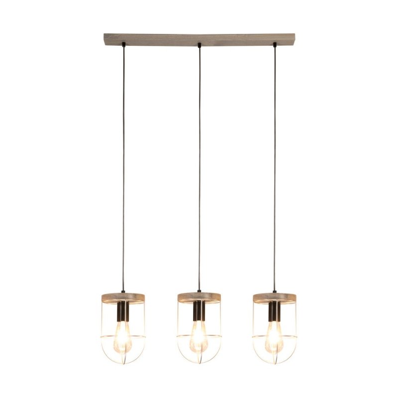 Netuno Lampa Wisząca 3xE27 Max.60W Sosna Bejcowana Szara/Czarny/Srebrny