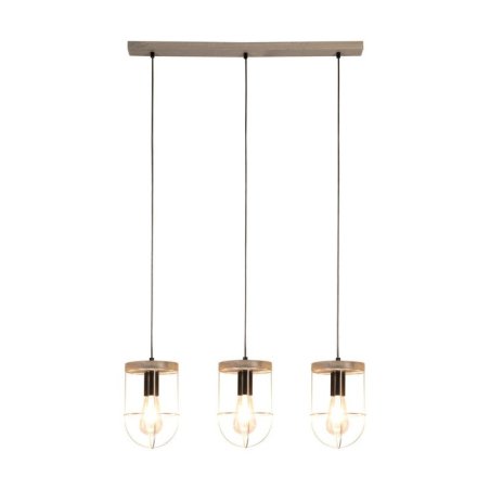Netuno Lampa Wisząca 3xE27 Max.60W Sosna Bejcowana Szara/Czarny/Srebrny