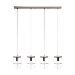 Netuno Lampa Wisząca 4xE27 Max.60W Sosna Bejcowana Szara/Czarny/Srebrny
