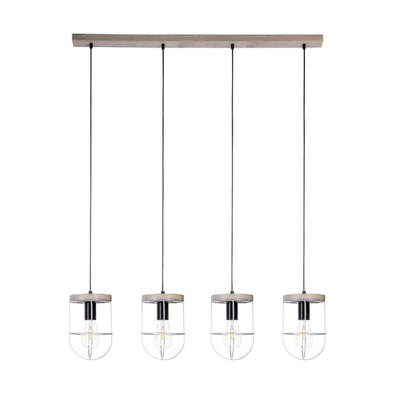 Netuno Lampa Wisząca 4xE27 Max.60W Sosna Bejcowana Szara/Czarny/Srebrny