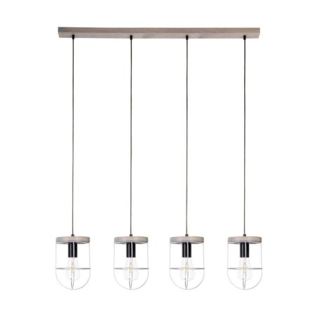 Netuno Lampa Wisząca 4xE27 Max.60W Sosna Bejcowana Szara/Czarny/Srebrny