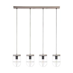 Netuno Lampa Wisząca 4xE27 Max.60W Sosna Bejcowana Szara/Czarny/Srebrny
