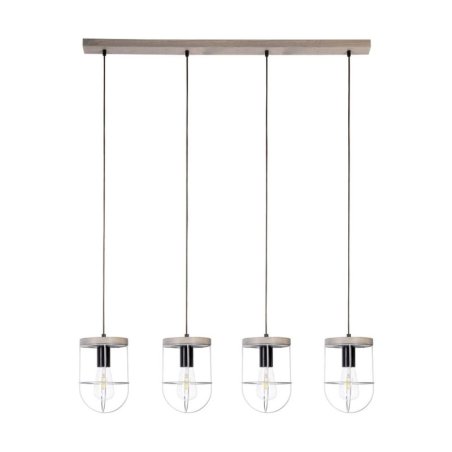 Netuno Lampa Wisząca 4xE27 Max.60W Sosna Bejcowana Szara/Czarny/Srebrny