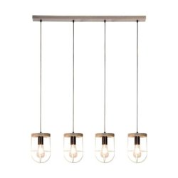 Netuno Lampa Wisząca 4xE27 Max.60W Sosna Bejcowana Szara/Czarny/Srebrny