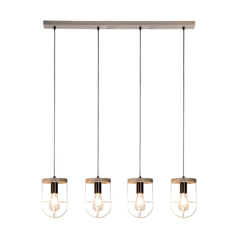 Netuno Lampa Wisząca 4xE27 Max.60W Sosna Bejcowana Szara/Czarny/Srebrny