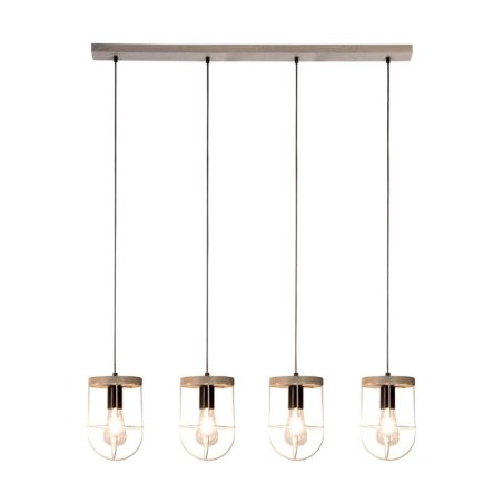 Netuno Lampa Wisząca 4xE27 Max.60W Sosna Bejcowana Szara/Czarny/Srebrny