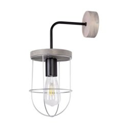 Netuno Kinkiet 1xE27 Max.25W LED Sosna Bejcowana Szara/Czarny/Srebrny