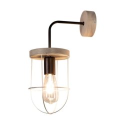 Netuno Kinkiet 1xE27 Max.25W LED Sosna Bejcowana Szara/Czarny/Srebrny