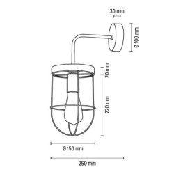 Netuno Kinkiet 1xE27 Max.25W LED Sosna Bejcowana Szara/Czarny/Srebrny