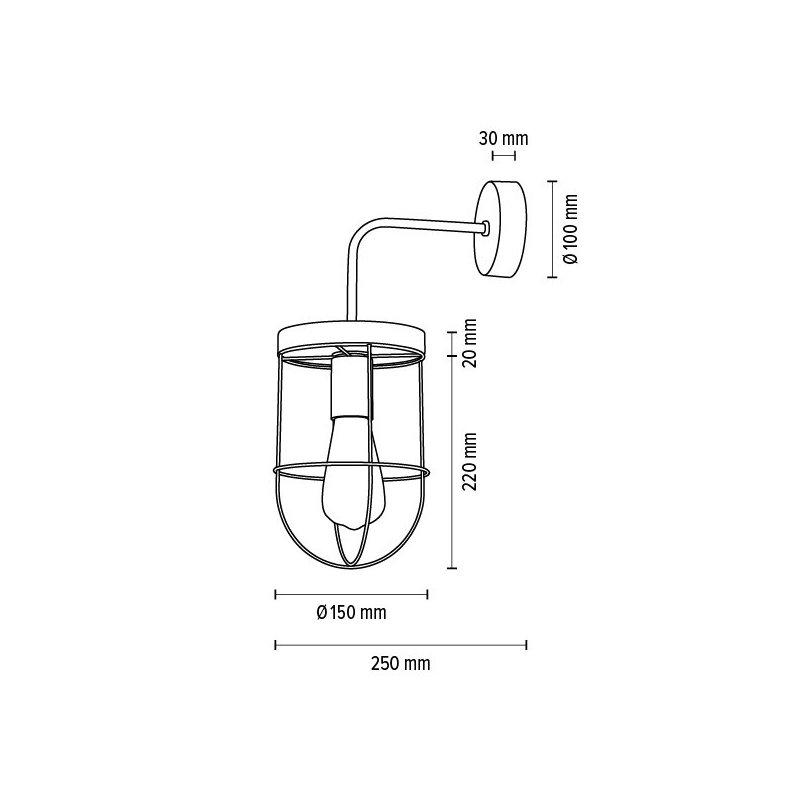 Netuno Kinkiet 1xE27 Max.25W LED Sosna Bejcowana Szara/Czarny/Srebrny
