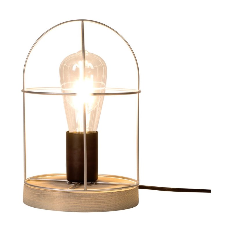 Netuno Lampa Stołowa 1xE27 Max.25W Sosna Bejcowana Szara/Czarny/Srebrny
