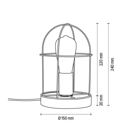 Netuno Lampa Stołowa 1xE27 Max.25W Sosna Bejcowana Szara/Czarny/Srebrny