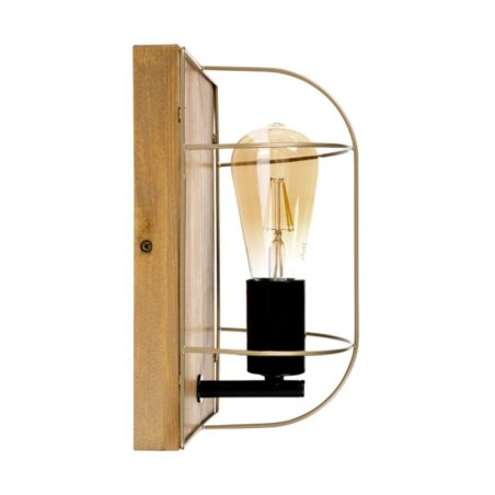 Netuno Kinkiet 1xE27 Max.15W LED Sosna Bejcowana/Czarny/Złoty