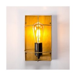 Netuno Kinkiet 1xE27 Max.15W LED Sosna Bejcowana/Czarny/Złoty