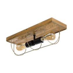 Netuno Kinkiet/Lampa Sufitowa 2xE27 Max.15W LED Sosna Bejcowana/Czarna/Złoty