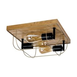 Netuno Lampa Sufitowa 3xE27 Max.15W LED Sosna Bejcowana/Czarna/Złoty