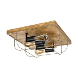 Netuno Lampa Sufitowa 4xE27 Max.15W LED Sosna Bejcowana/Czarny/Złoty