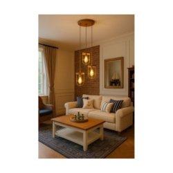 Netuno Lampa Wisząca 3xE27 Max.60W Sosna Bejcowana/Czarny/Złoty