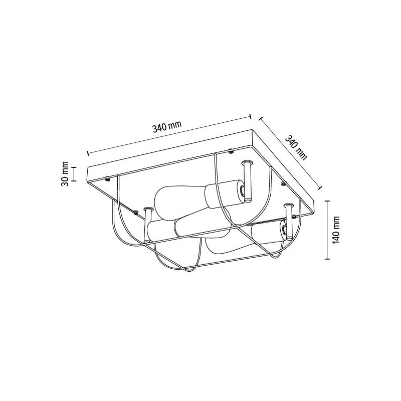Netuno Lampa Sufitowa 3xE27 Max.15W LED Sosna Bejcowana/Czarna/Złoty