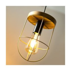 Netuno Lampa Wisząca 3xE27 Max.60W Sosna Bejcowana/Czarny/Złoty