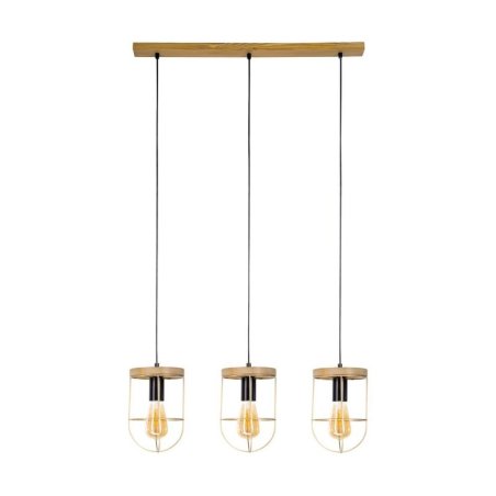 Netuno Lampa Wisząca 3xE27 Max.60W Sosna Bejcowana/Czarny/Złoty