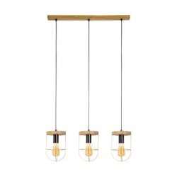 Netuno Lampa Wisząca 3xE27 Max.60W Sosna Bejcowana/Czarny/Złoty