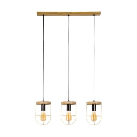 Netuno Lampa Wisząca 3xE27 Max.60W Sosna Bejcowana/Czarny/Złoty