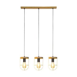 Netuno Lampa Wisząca 3xE27 Max.60W Sosna Bejcowana/Czarny/Złoty