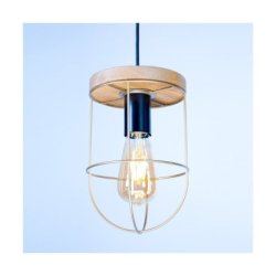 Netuno Lampa Wisząca 3xE27 Max.60W Sosna Bejcowana/Czarny/Złoty