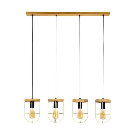 Netuno Lampa Wisząca 4xE27 Max.60W Sosna Bejcowana/Czarny/Złoty