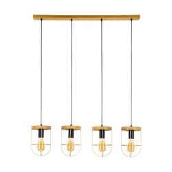 Netuno Lampa Wisząca 4xE27 Max.60W Sosna Bejcowana/Czarny/Złoty