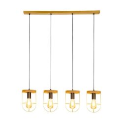 Netuno Lampa Wisząca 4xE27 Max.60W Sosna Bejcowana/Czarny/Złoty