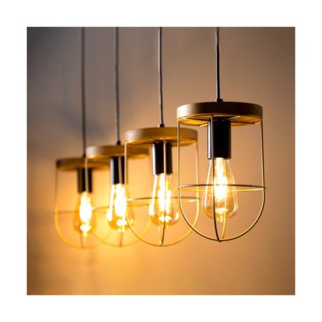 Netuno Lampa Wisząca 4xE27 Max.60W Sosna Bejcowana/Czarny/Złoty