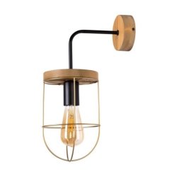 Netuno Kinkiet 1xE27 Max.25W LED Sosna Bejcowana/CzarnyZłoty