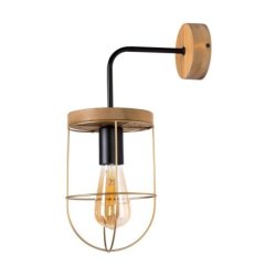 Netuno Kinkiet 1xE27 Max.25W LED Sosna Bejcowana/CzarnyZłoty