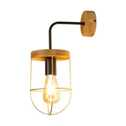 Netuno Kinkiet 1xE27 Max.25W LED Sosna Bejcowana/CzarnyZłoty