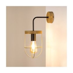 Netuno Kinkiet 1xE27 Max.25W LED Sosna Bejcowana/CzarnyZłoty